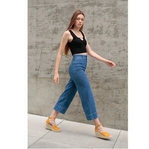 APIECE APART Merida Jeans Blue Cropped Wide Leg Denim Size 0